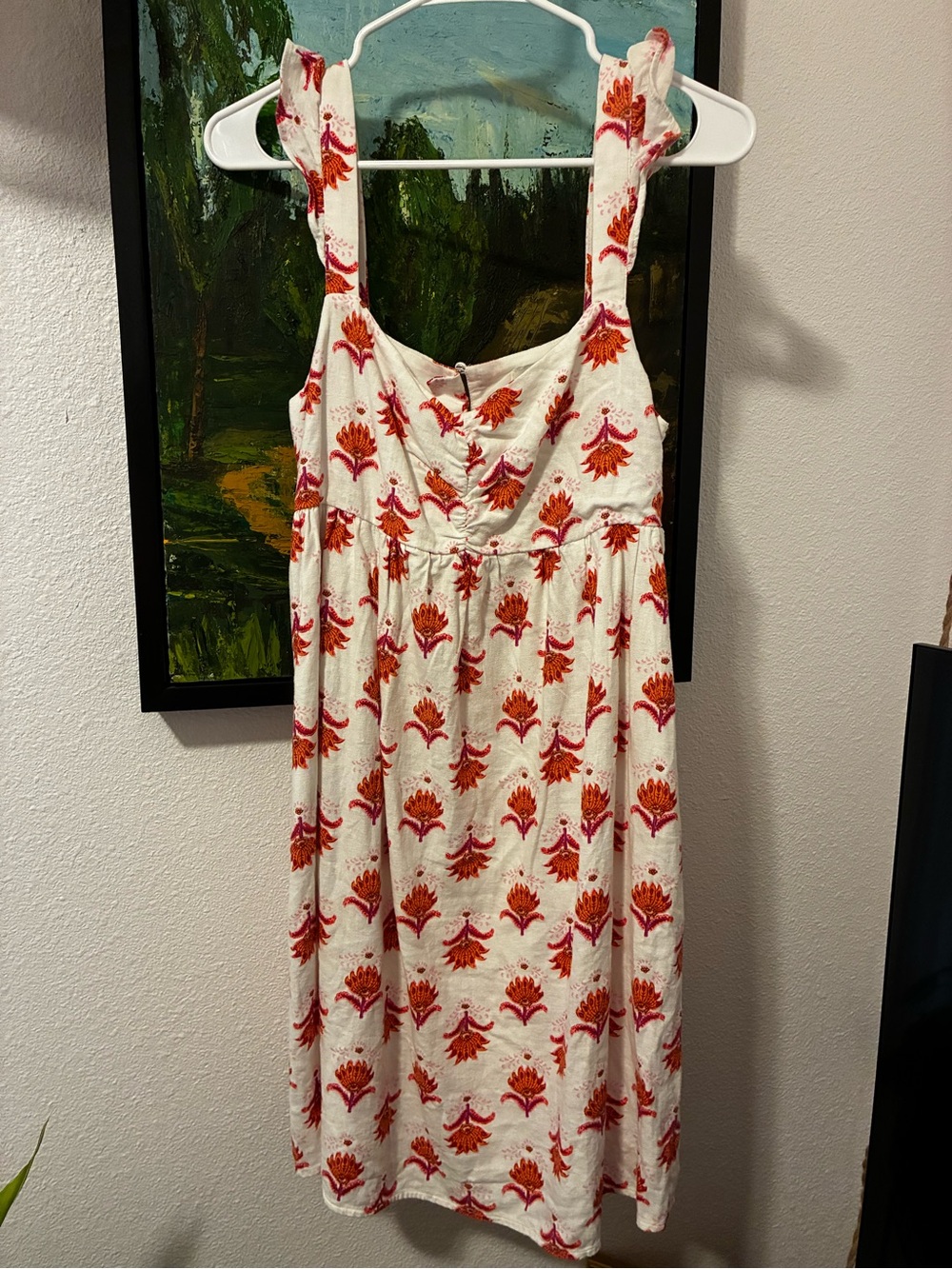 J. Crew White Dress with Orange Floral Detail